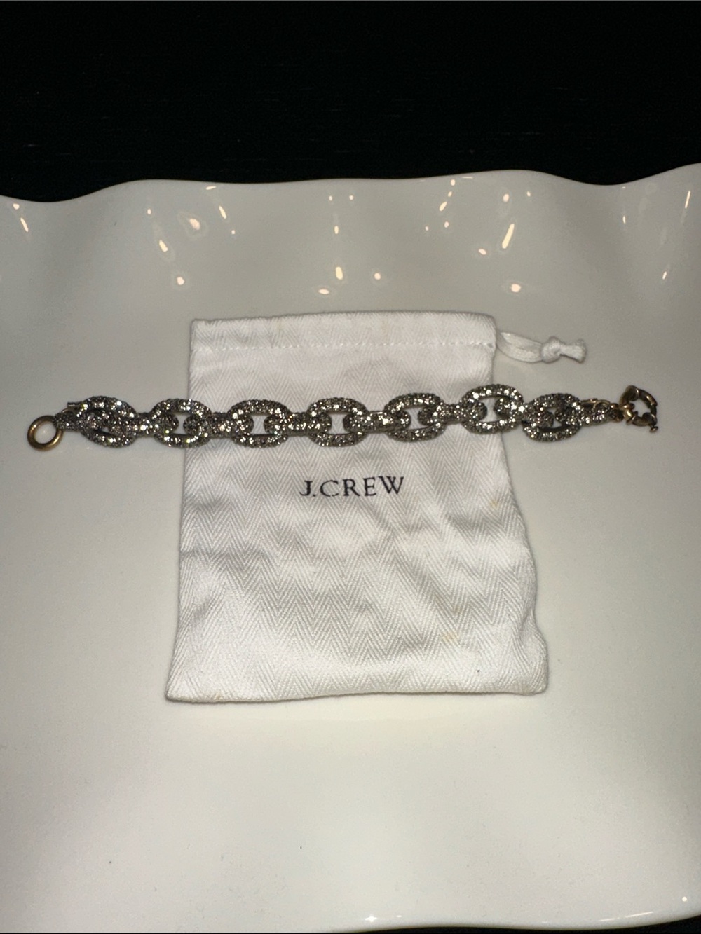 J. Crew Silver Crystal Link Bracelet